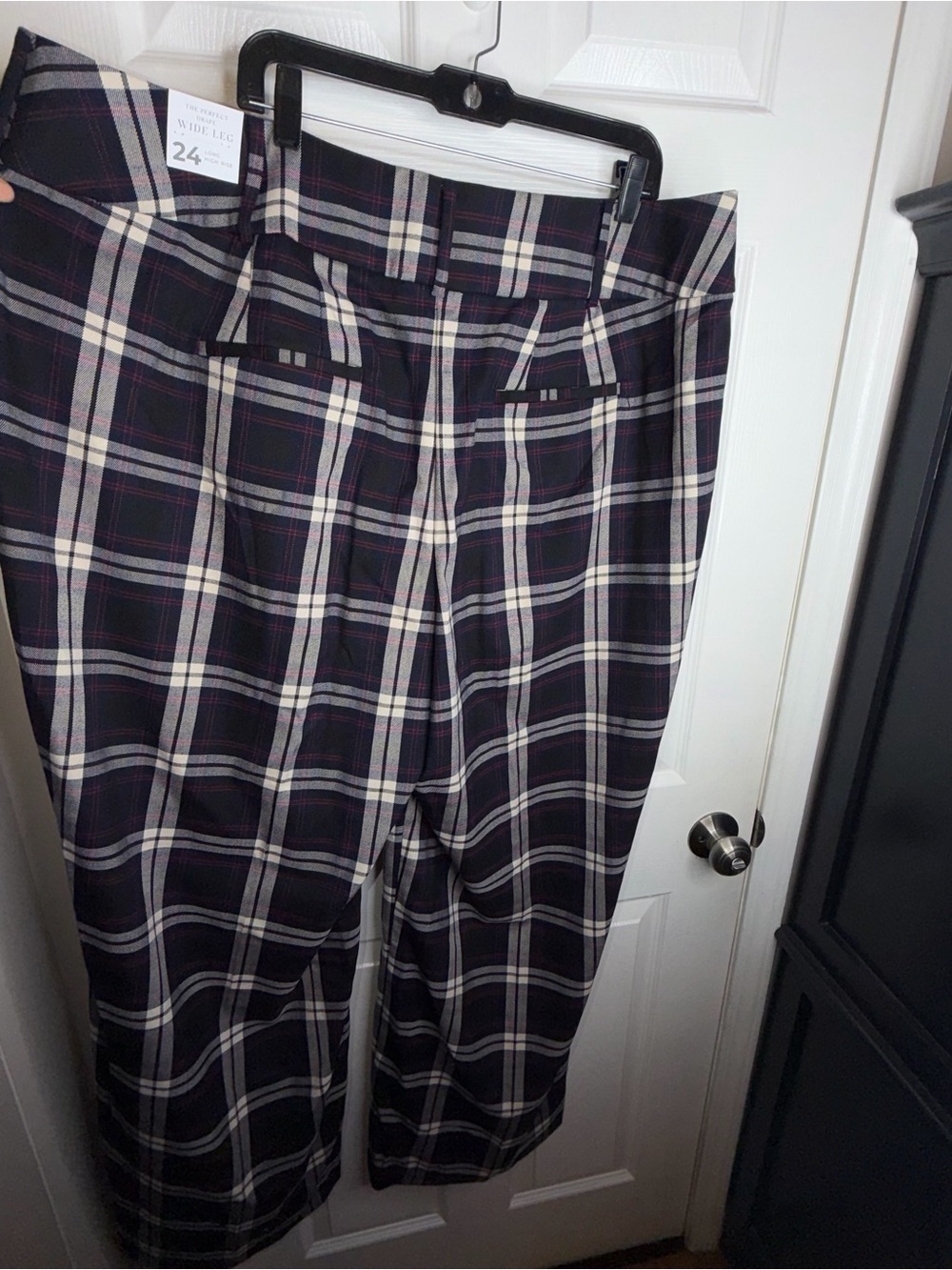 NWT Lane Bryant 24 Long Wide Leg Signature Dress Pants 24L Blue Plaid High Rise - Picture 12 of 14